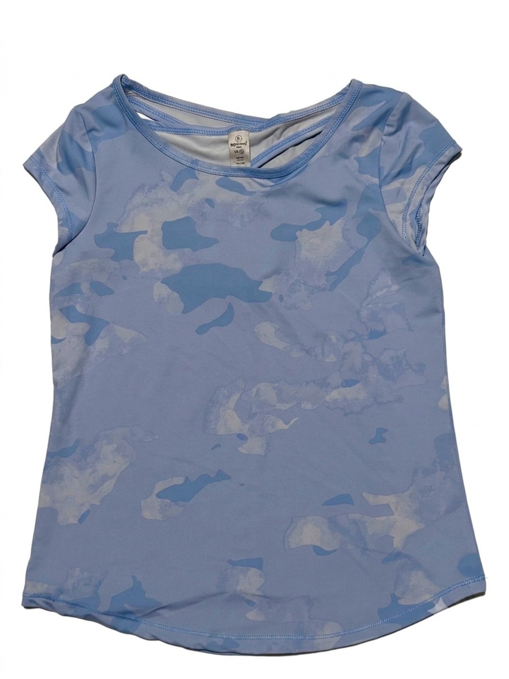 90 Degree by Reflex Girls Blue Camo Athletic Cap Sleeve Top - Size M (10) - Picture 2 of 8